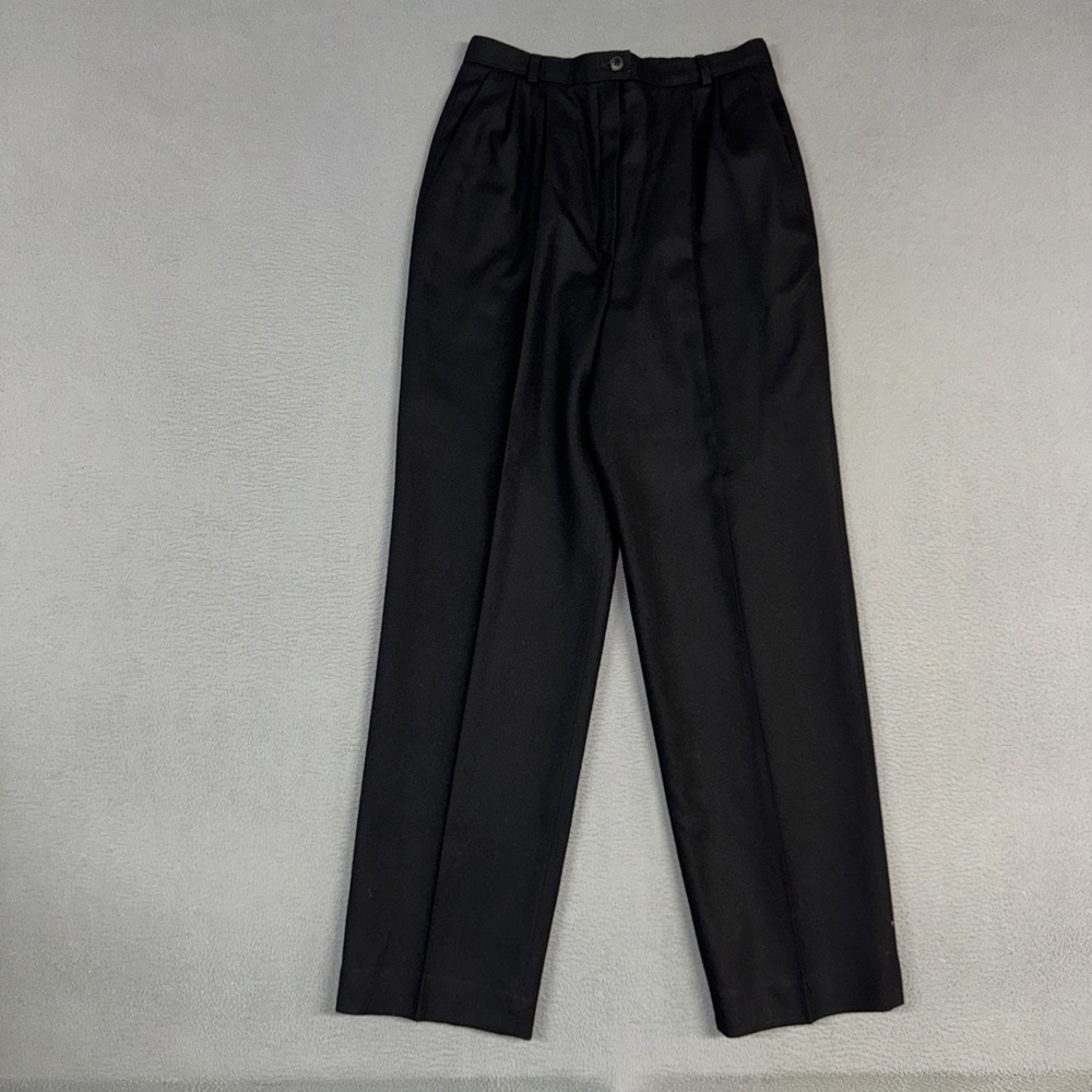 Pendleton Pants Womens 10 Black Classic Pleated 100% Virgin Wool USA Dress